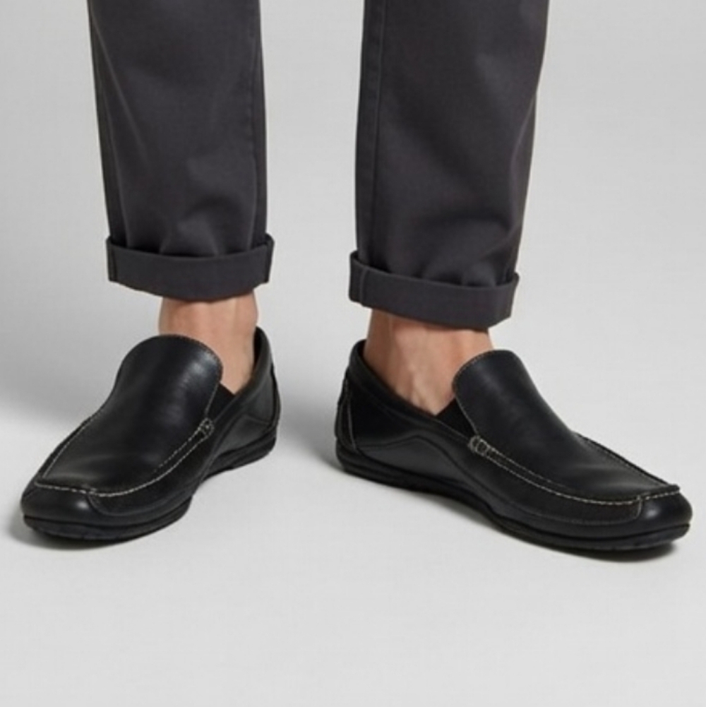 Cole Haan Men's Black Leather Slip On Loafers Venetian Moc Toe Size 12